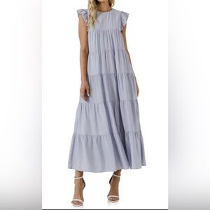 Elegant baby‎ blue Tiered Maxi Dress